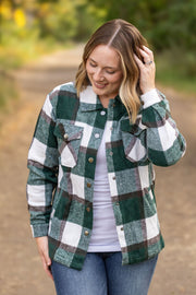 WAREHOUSE Norah Plaid Shacket - Evergreen and White