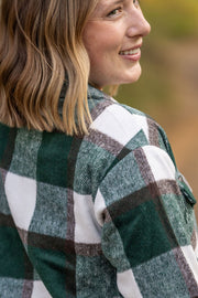 WAREHOUSE Norah Plaid Shacket - Evergreen and White