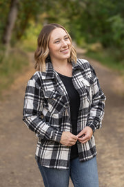 WAREHOUSE Norah Plaid Shacket - Ivory and Black