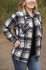 WAREHOUSE Norah Plaid Shacket - Ivory and Black