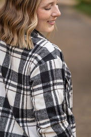 WAREHOUSE Norah Plaid Shacket - Ivory and Black