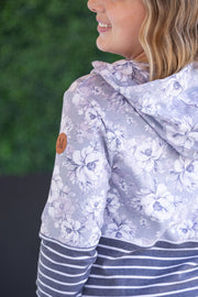 WAREHOUSE Hailey Pullover Hoodie - Vintage Grey Floral and Stripes