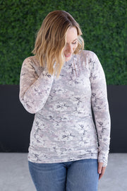 WAREHOUSE Blair Long Sleeve Top - Vintage Grey Floral