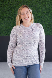 WAREHOUSE Blair Long Sleeve Top - Vintage Grey Floral