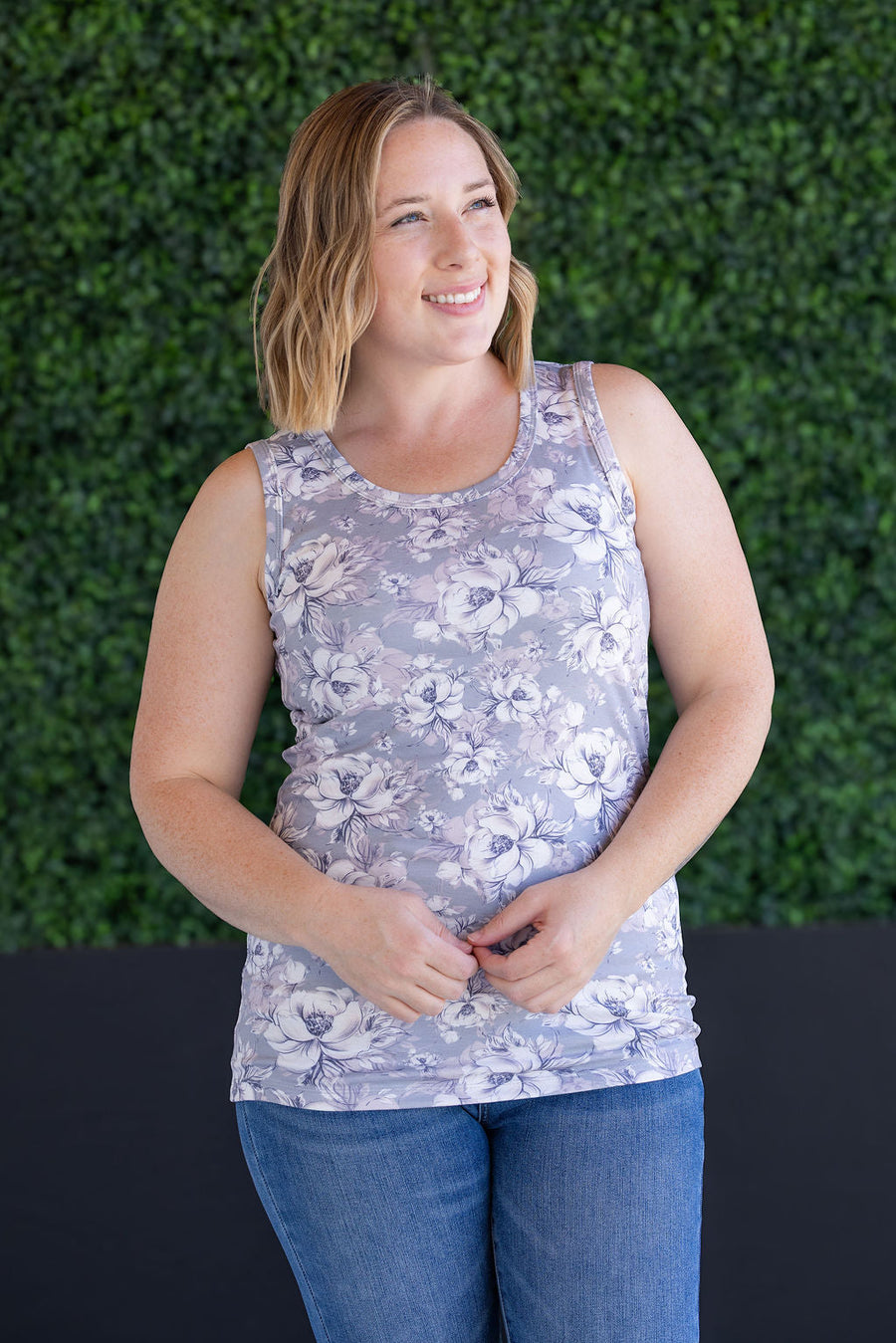 WAREHOUSE Ava Tank - Vintage Grey Floral