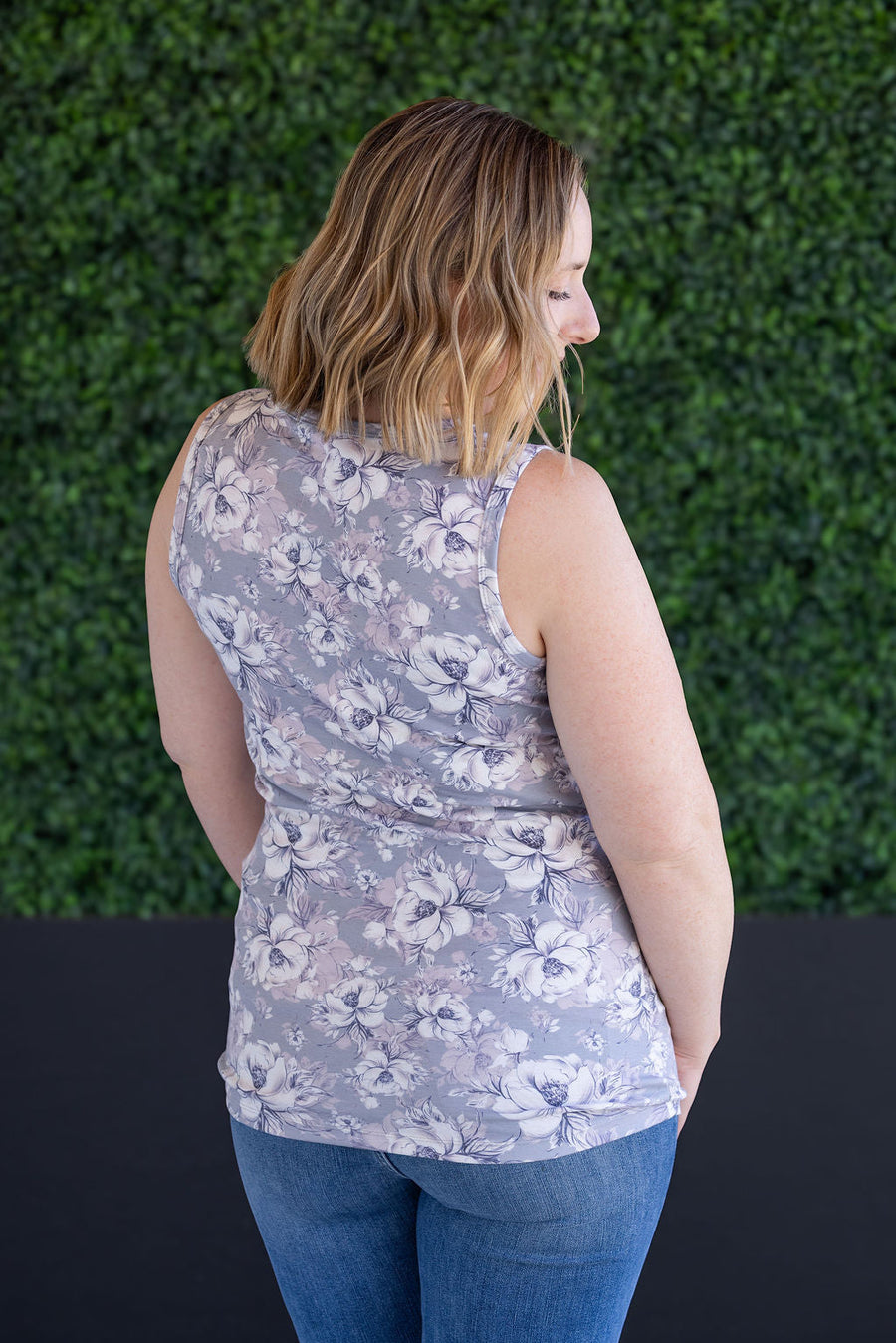 WAREHOUSE Ava Tank - Vintage Grey Floral