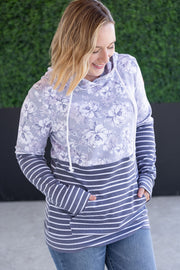 WAREHOUSE Hailey Pullover Hoodie - Vintage Grey Floral and Stripes