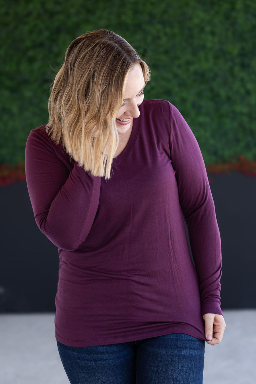 WAREHOUSE Larissa Long Sleeve - Plum
