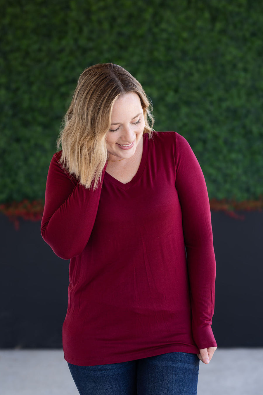 WAREHOUSE Larissa Long Sleeve - Burgundy