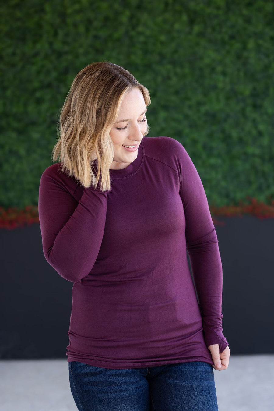 WAREHOUSE Blair Long Sleeve Top - Plum