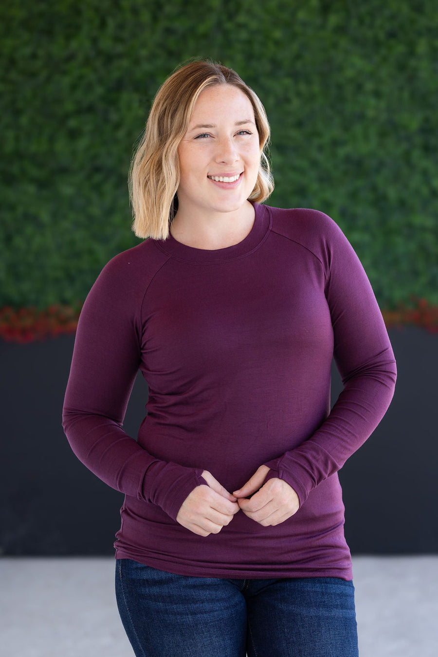 WAREHOUSE Blair Long Sleeve Top - Plum