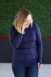 WAREHOUSE Blair Long Sleeve Top - Navy