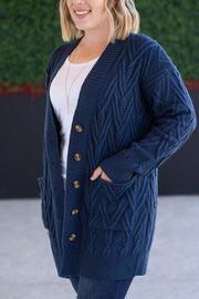 WAREHOUSE Brooks Button Sweater Cardigan - Navy
