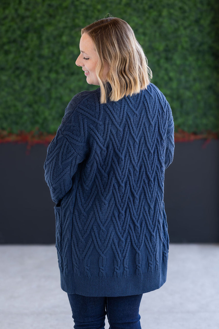 WAREHOUSE Brooks Button Sweater Cardigan - Navy