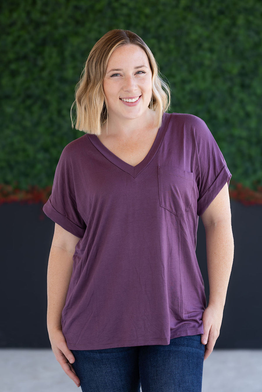 WAREHOUSE Sierra Pocket Top - Plum