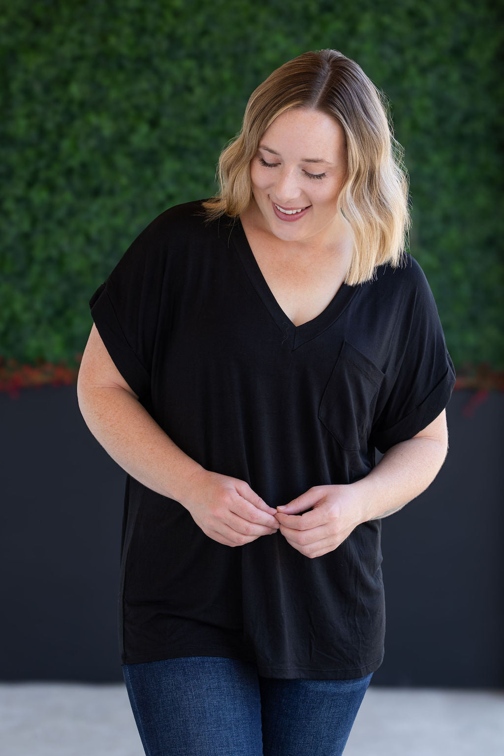 WAREHOUSE Sierra Pocket Top - Black
