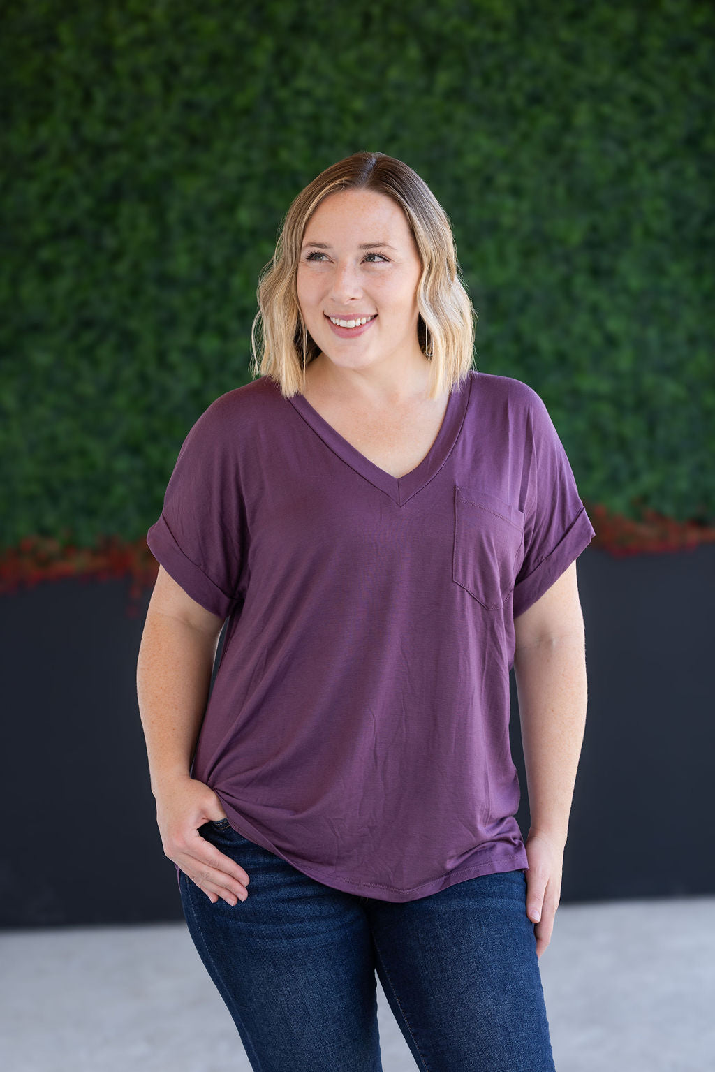 WAREHOUSE Sierra Pocket Top - Plum