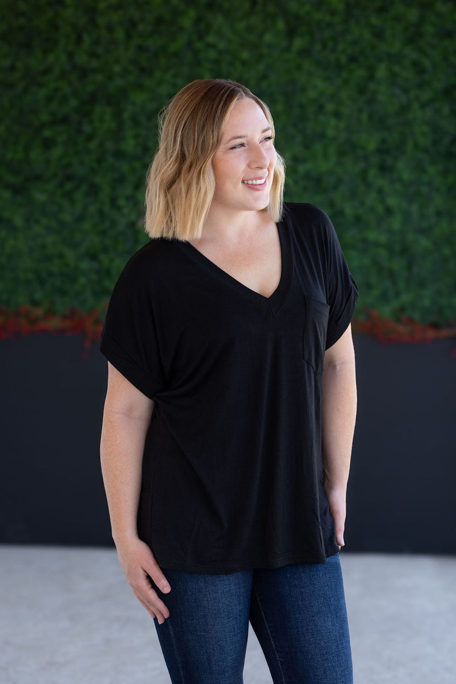 WAREHOUSE Sierra Pocket Top - Black