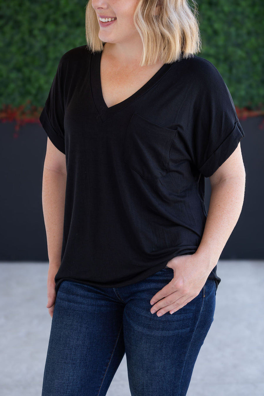 WAREHOUSE Sierra Pocket Top - Black