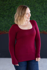 WAREHOUSE Alyssa Long Sleeve Top - Burgundy