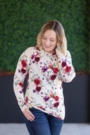 WAREHOUSE Blair Long Sleeve Top - Burgundy Bloom