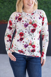 WAREHOUSE Blair Long Sleeve Top - Burgundy Bloom