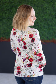 WAREHOUSE Blair Long Sleeve Top - Burgundy Bloom