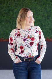 WAREHOUSE Blair Long Sleeve Top - Burgundy Bloom