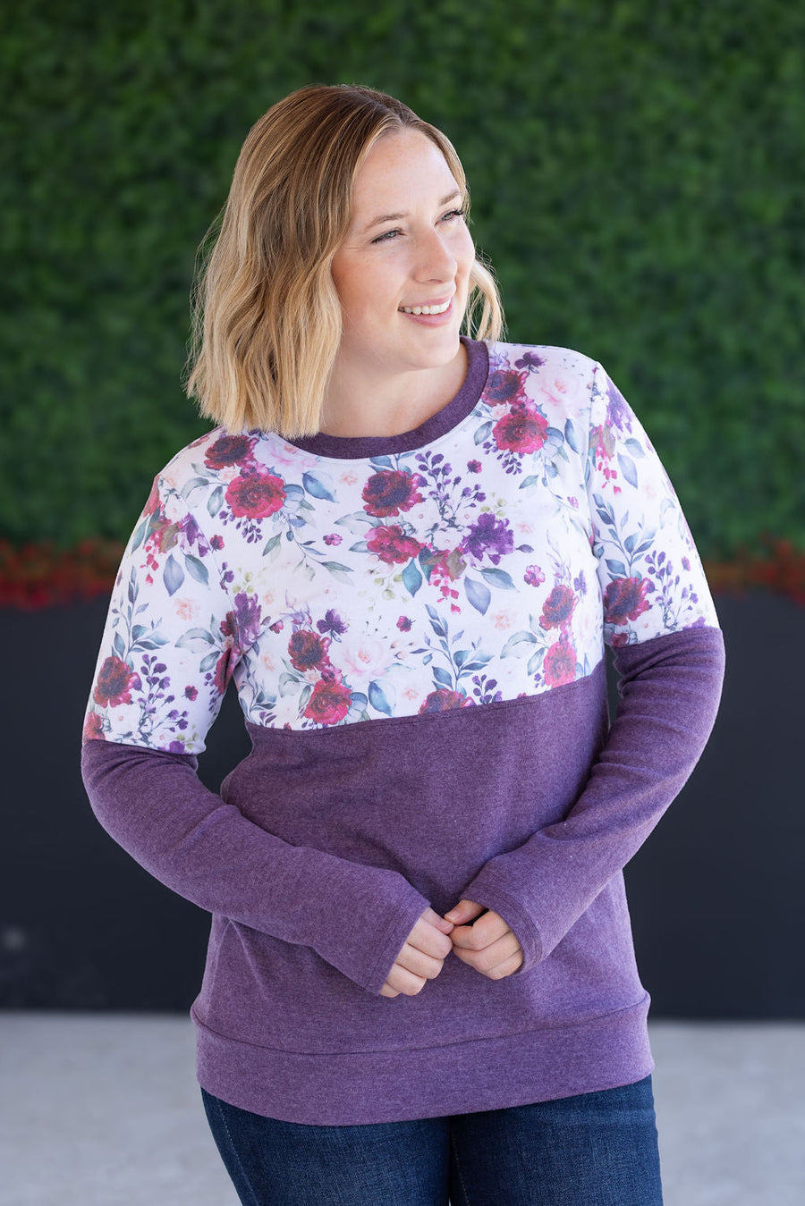 WAREHOUSE Natalie Pullover - Burgundy Bloom and Plum