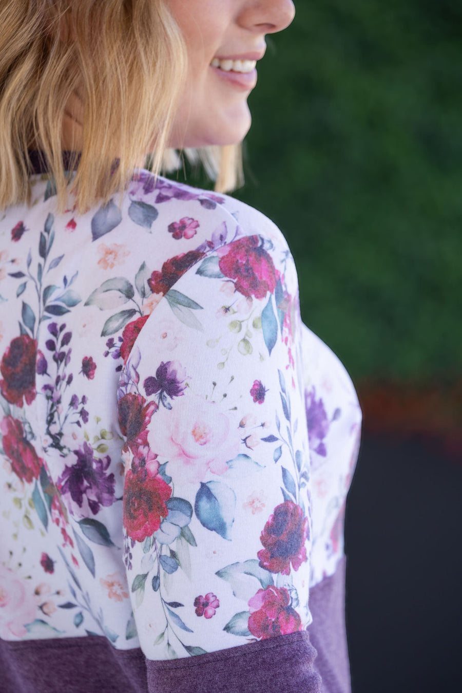 WAREHOUSE Natalie Pullover - Burgundy Bloom and Plum