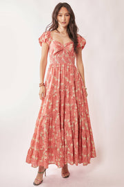 Tiered Skirt Maxi- Coral Floral