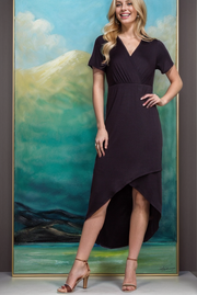 Hi Low Maxi Wrap Dress- Black