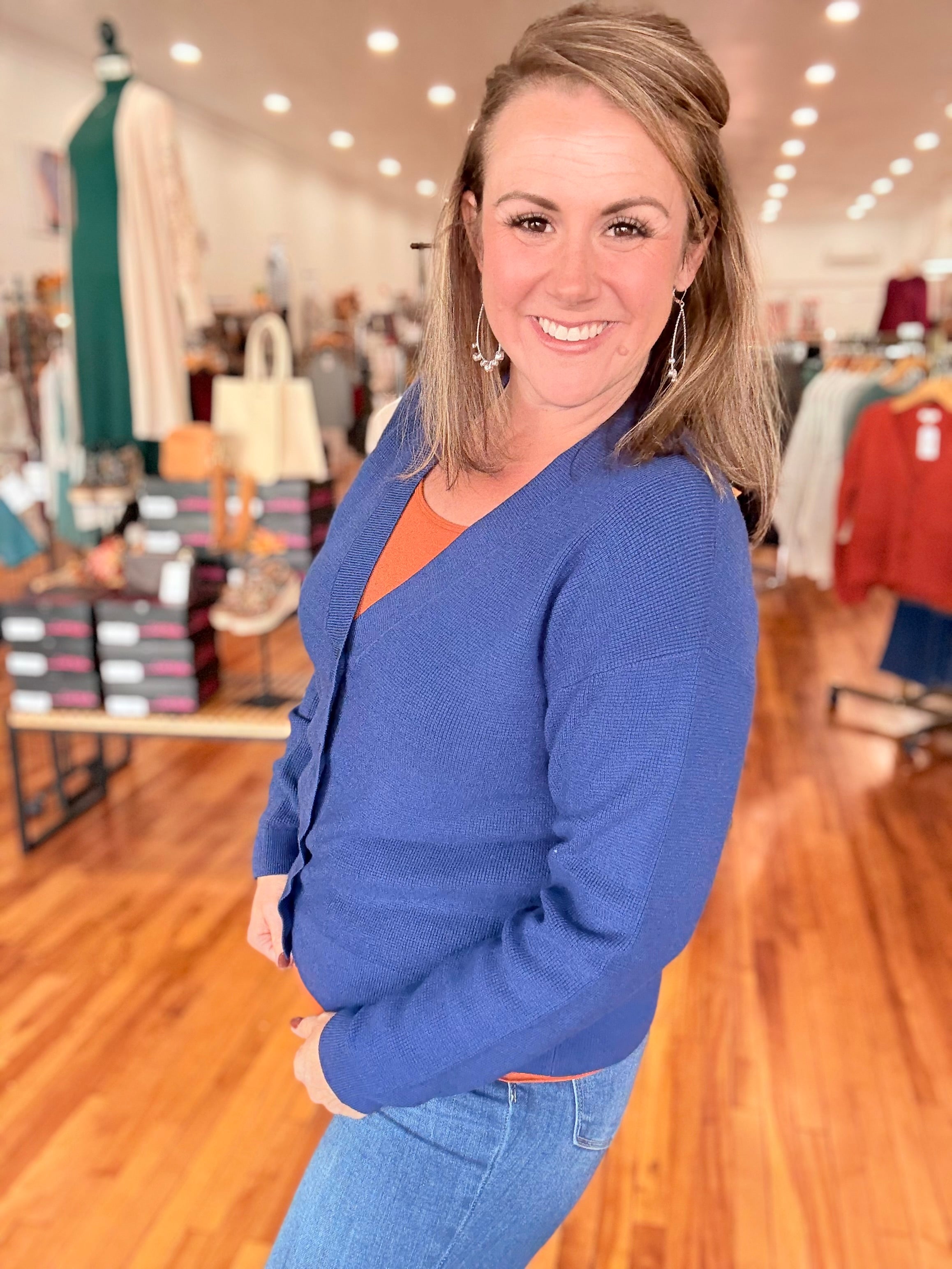 Button Front Cardigan- Navy