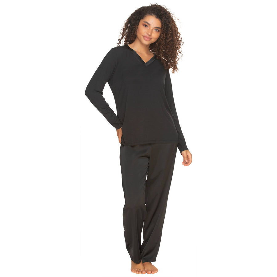 Elysees V Neck Knit Top- Black