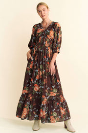 Midsummer Nights Maxi Dress- Navy Floral