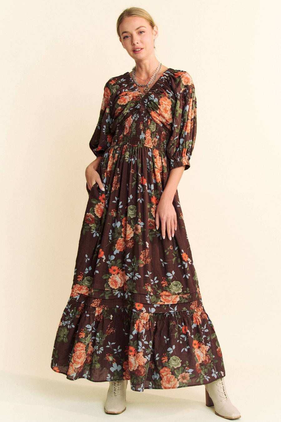 Midsummer Nights Maxi Dress- Navy Floral
