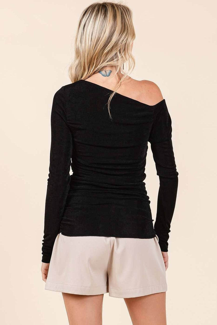 One Shoulder Long Sleeve Top
