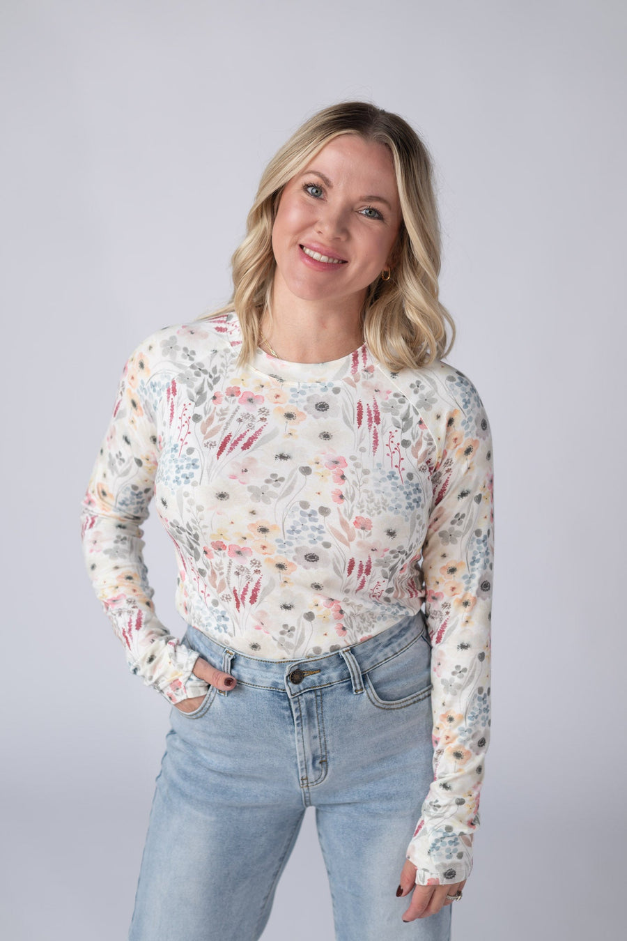 WAREHOUSE Blair Long Sleeve Top - Wildflower Gardens
