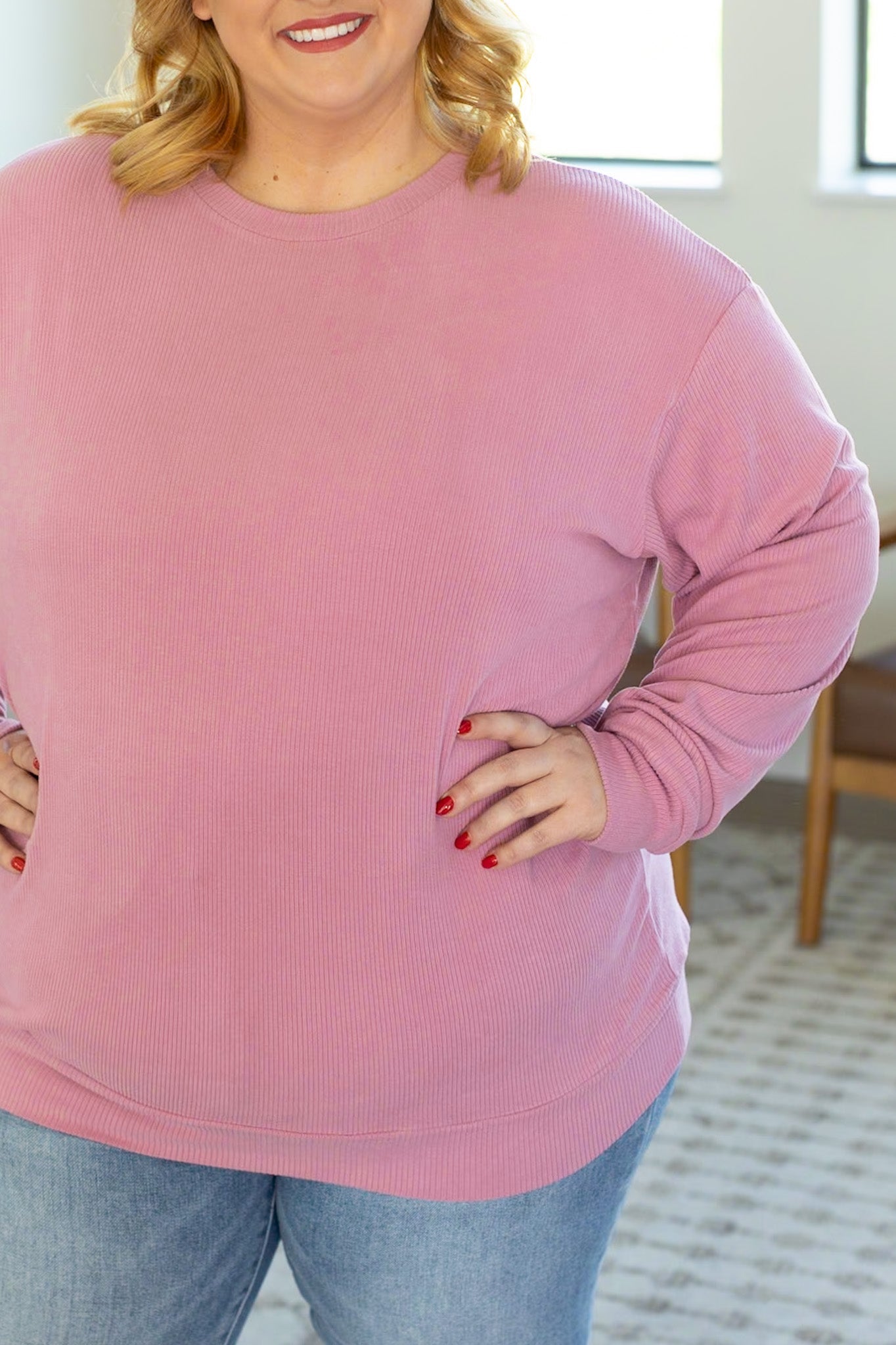 IN STOCK Corrine Ribbed Pullover Top - Pink FINAL SALE