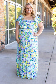 Oakley Off The Shoulder Maxi Dress - Mint Floral