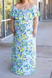 Oakley Off The Shoulder Maxi Dress - Mint Floral