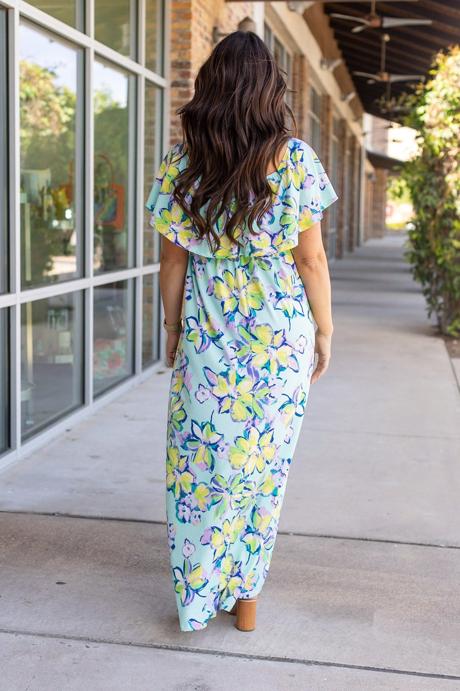 Oakley Off The Shoulder Maxi Dress - Mint Floral