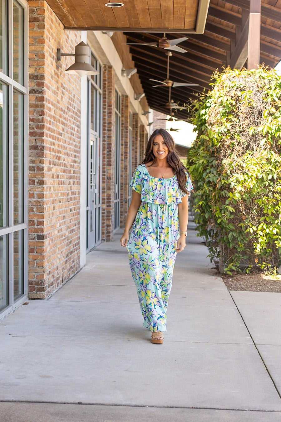 Oakley Off The Shoulder Maxi Dress - Mint Floral
