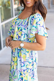 Oakley Off The Shoulder Maxi Dress - Mint Floral