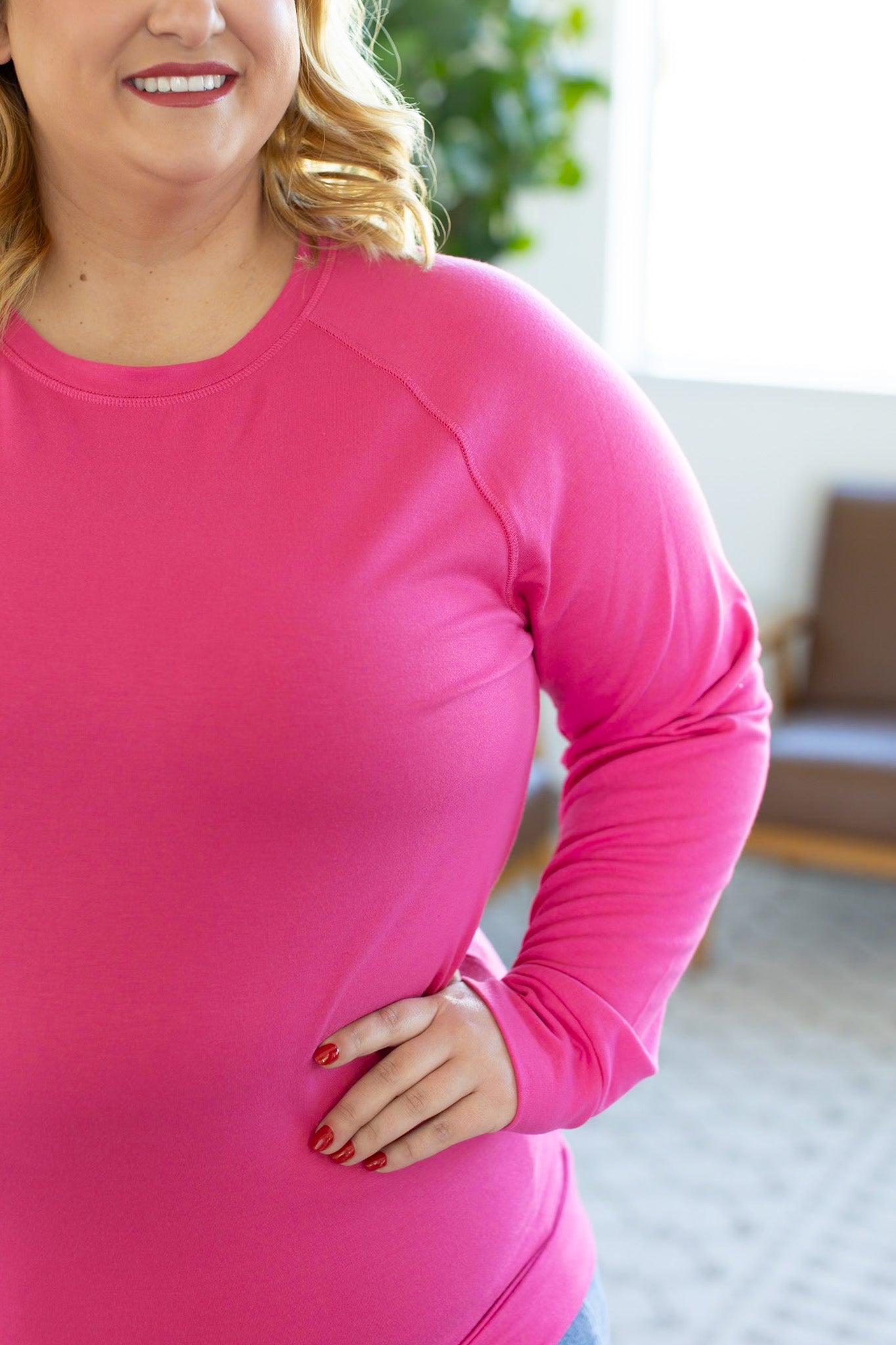 IN STOCK Kayla Lightweight Pullover - Hot Pink