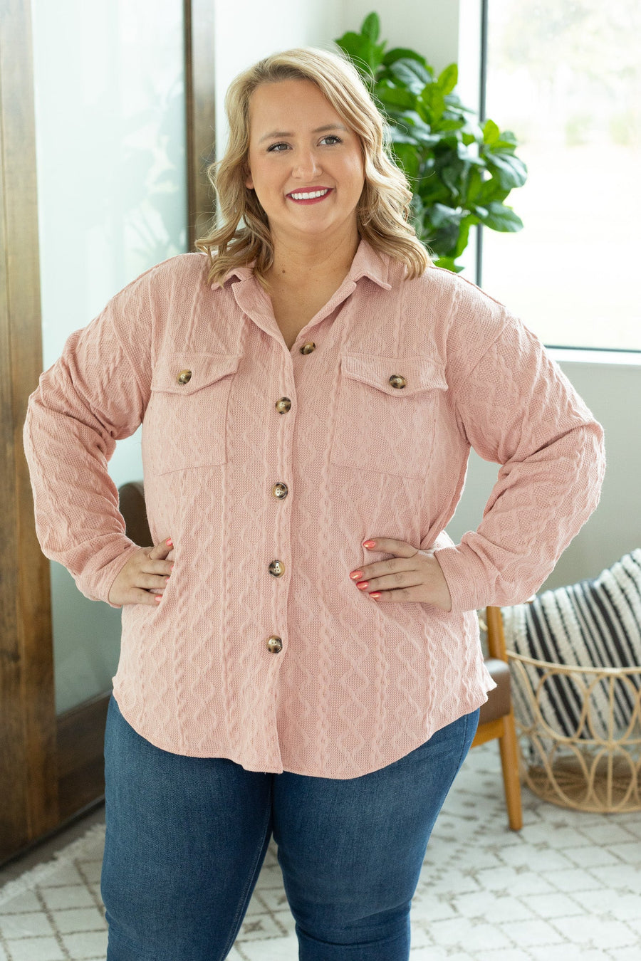Cable Knit Jacket - Blush Pink FINAL SALE