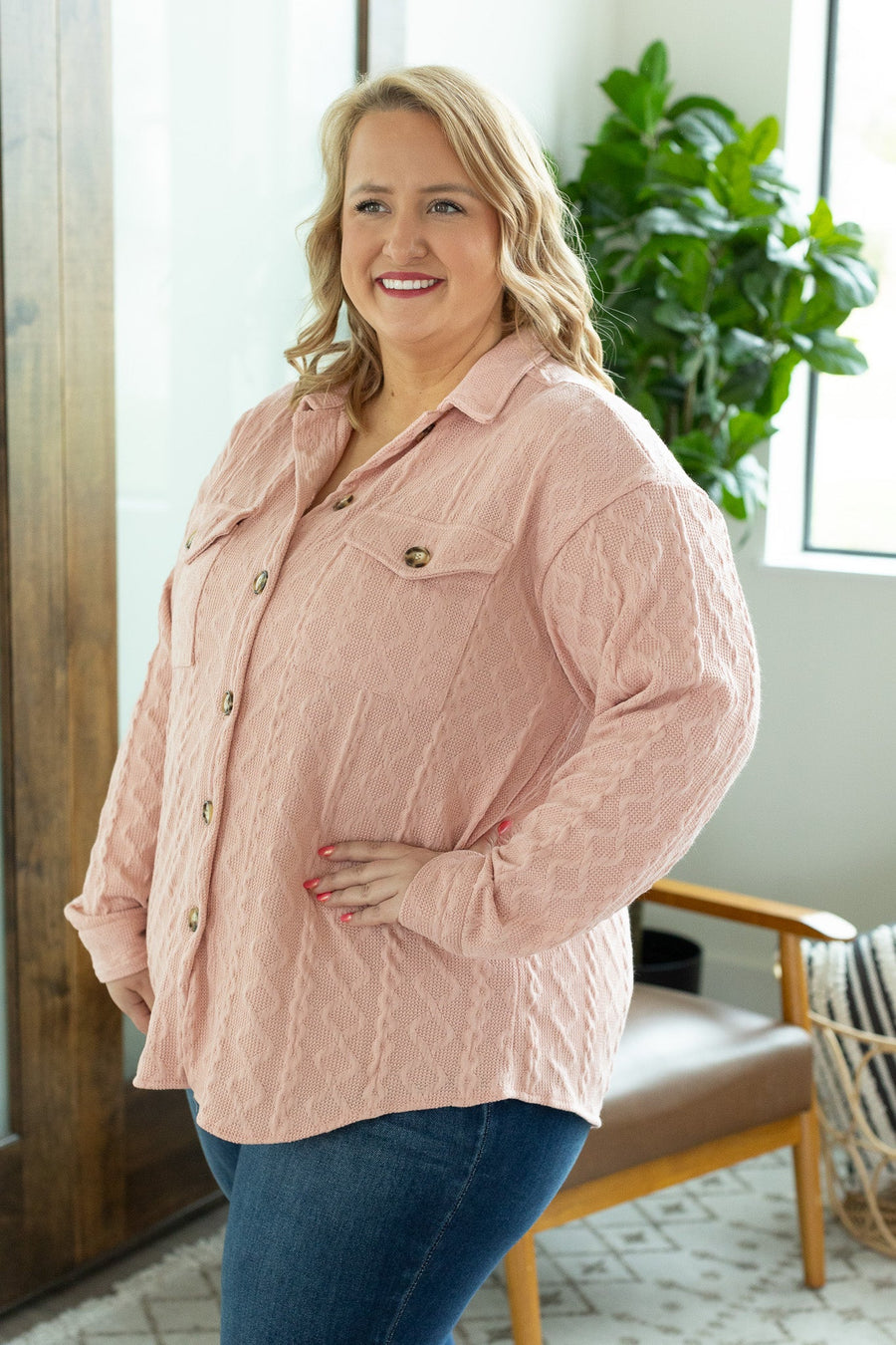 Cable Knit Jacket - Blush Pink FINAL SALE