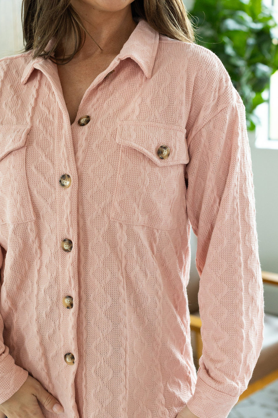 Cable Knit Jacket - Blush Pink FINAL SALE