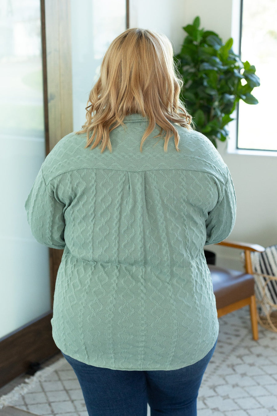 Cable Knit Jacket - Sage FINAL SALE