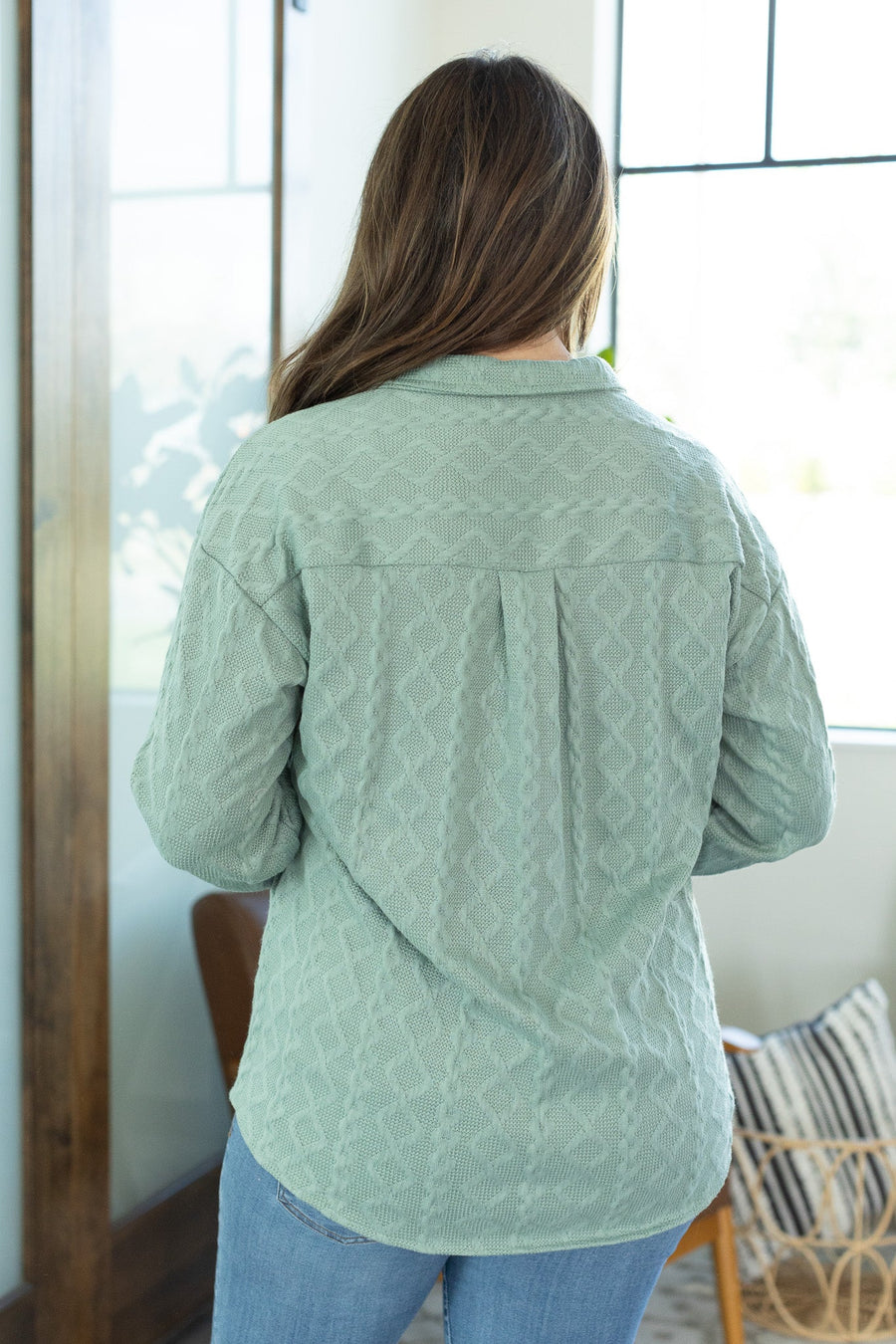 Cable Knit Jacket - Sage FINAL SALE